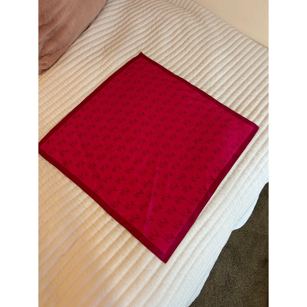 Huda beauty Pink Monogram Logo Square Satin Scarf Head Wrap Neckerchief Magenta